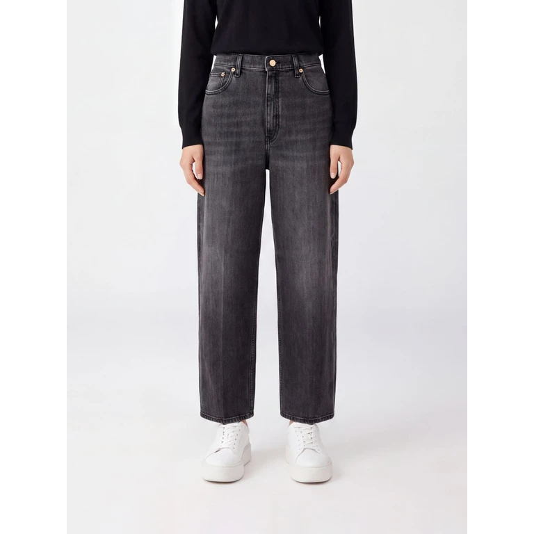 Wijd uitlopende jeans van katoenen denim