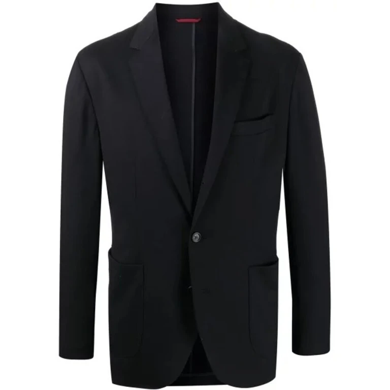 Mens Navy Wool Single Breasted Blazer