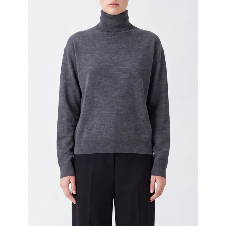 Virgin Wool Turtleneck Jumper with Dropped Shoulders (Y6WC56X90)