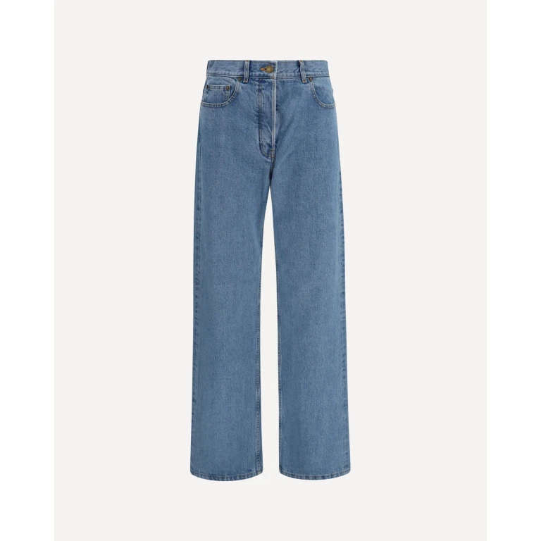 Straight-leg selvedge cotton Jeans with adjustable back strap Female 38