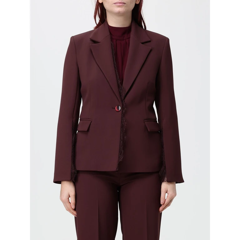 Sleeveless Satin Blouse with High Neck and Draped Design (HM32524746BORGOGNA)