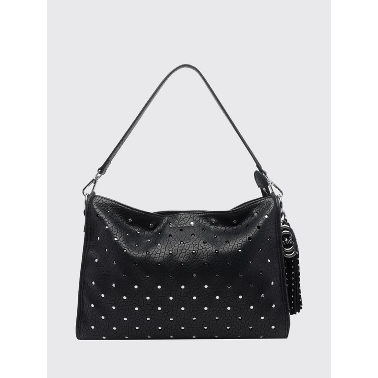 Embroidered Polyester Shoulder Bag with Logo Charm (162PMD240BLEBLACK)
