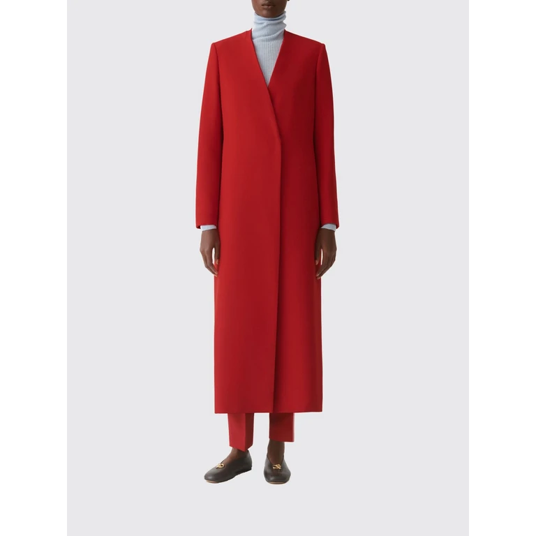 Single-Breasted Long Coat in Viscose Blend with Concealed Closure (CTD216F207M2893045)