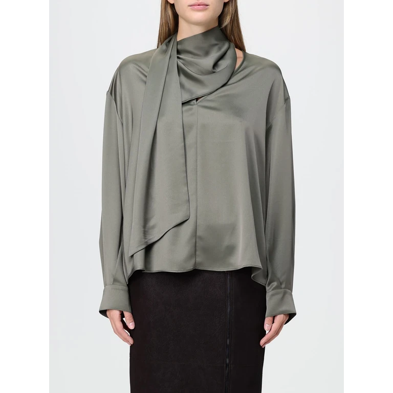 PINKO Satin Blouse with Pussy-Bow Neck, Long Sleeves and Dropped Shoulders (107845A3OSX18)