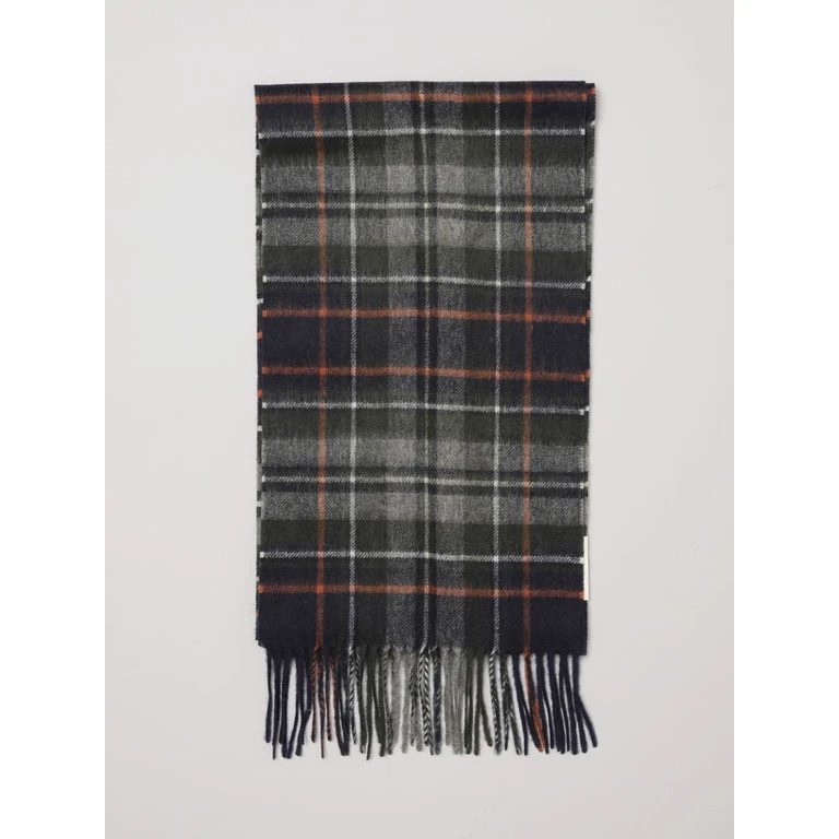 Tartan Pattern Scarf in Wool and Cashmere Blend with Fringed Edges (USC0137NY95)
