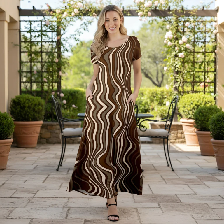 Long Sleeve Swing Dress with Pockets by Bon Apple Tea