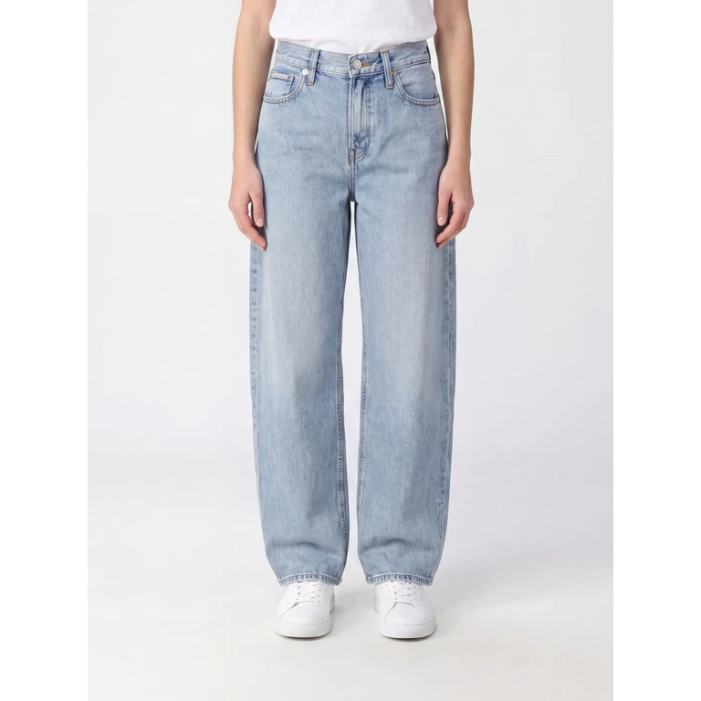 High-Waisted Baggy Jeans in Cotton Denim with Five Pockets (LV047F684GRJK)
