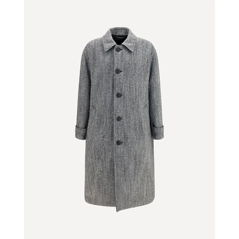 Chevron wool-blend single-breasted Coat Male 50
