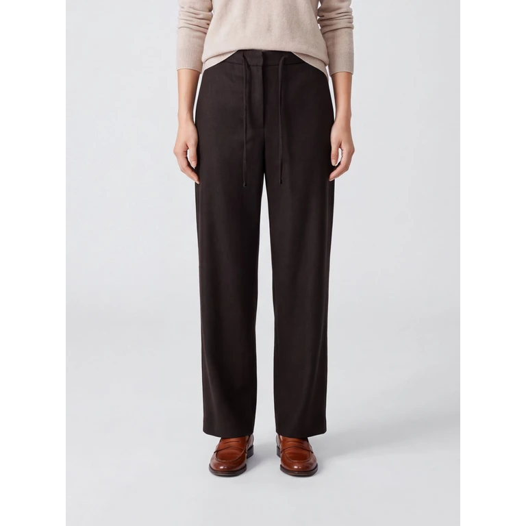 Wide-Leg Pure Wool Trousers with Drawstring Waist (2629136053600038)