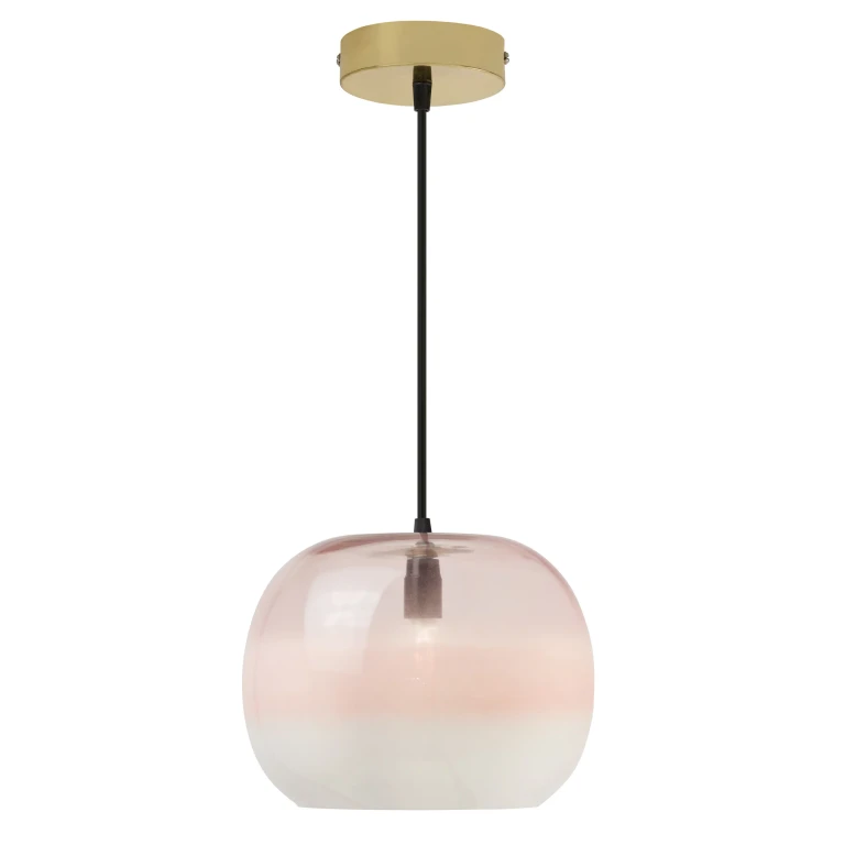 9.8" W Danielle Glam Pink/White Globe Shade Pendant