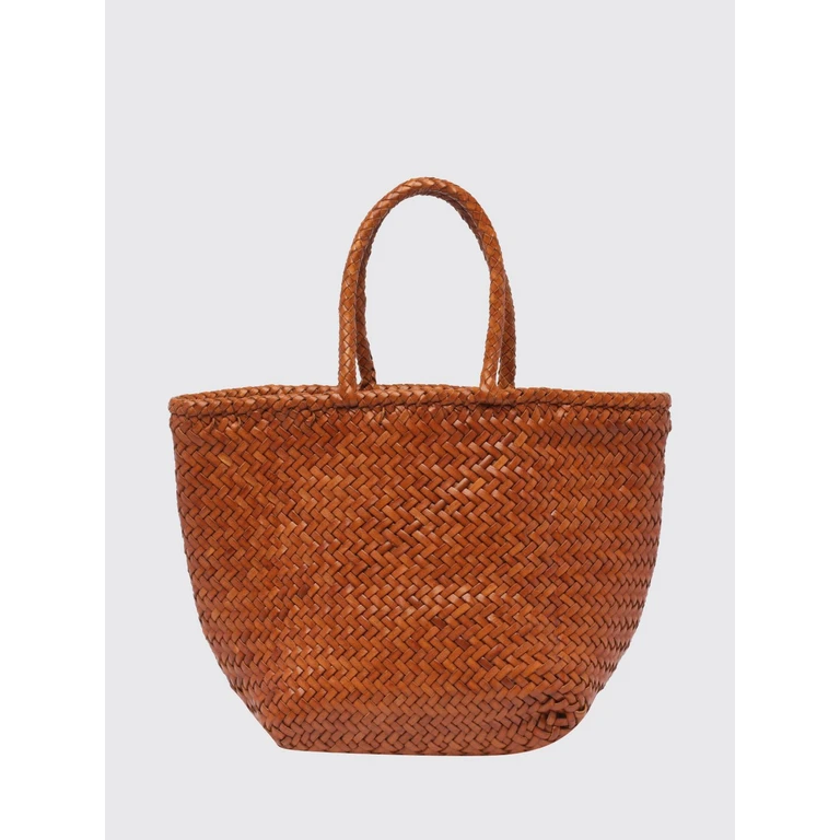 Grace Woven Leather Tote Bag with Double Handle (8813TANBLACKEDGE)