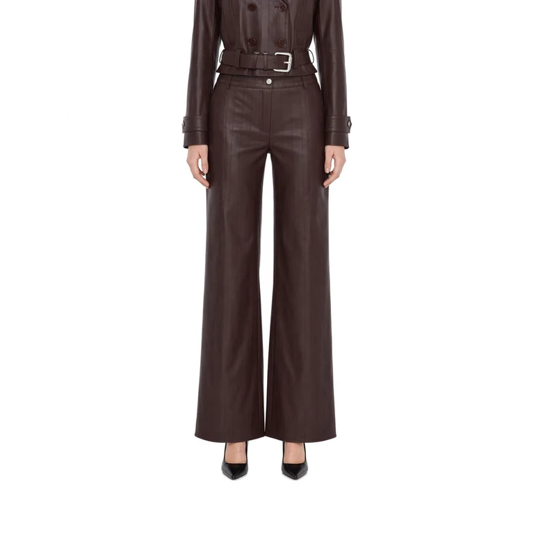 High-Waisted Flared Trousers in Smooth Synthetic Leather (8P0181E0004B887)