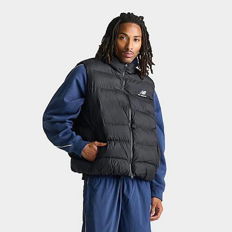 New Balance Men's Boston Full-Zip Puffer Vest in Black Size: Small