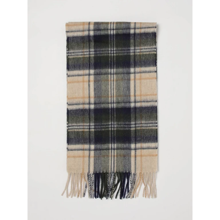 Tartan Pattern Scarf in Wool and Cashmere Blend with Fringed Edges (USC0137BE51)