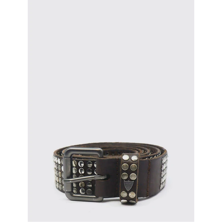 Black or Brown Leather Belt with Artisanal Embroidery (26SHTCI035BROWN)