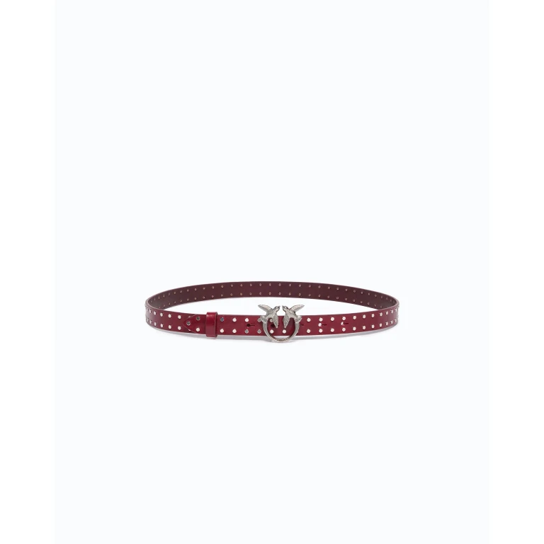 Ceinture cloutée en cuir brillant avec boucle Love Birds 2 cm - XS