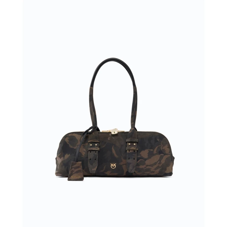 Grand sac porté épaule Escape Bag Horizontal en daim à imprimé camouflage