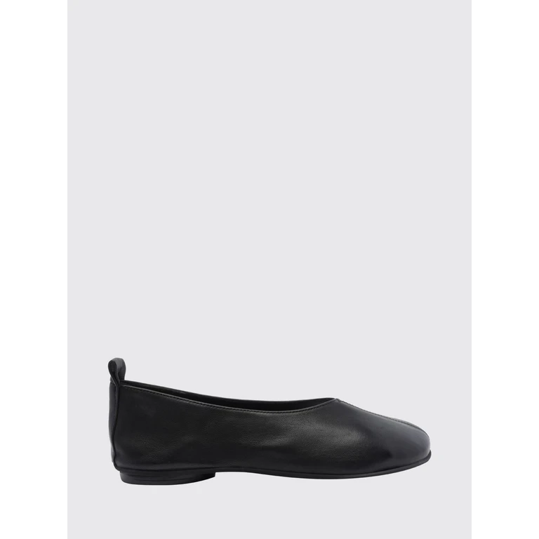 Nada Smooth Calf Leather Ballet Flats with Round Toe and Leather Sole (CJS43NERO)