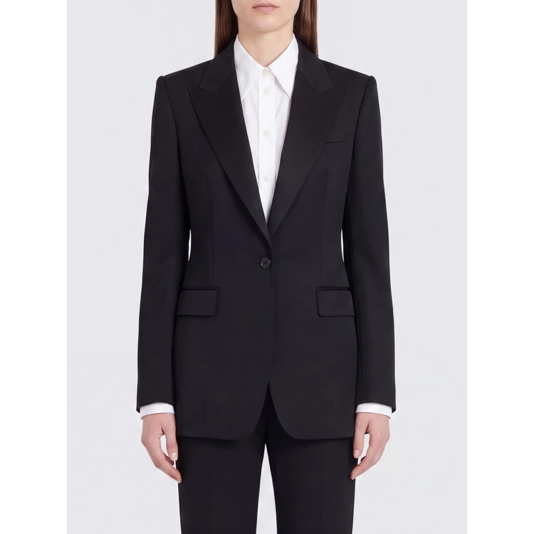 Single-Breasted Cropped Blazer in Viscose Blend with Lapels (F29S8TFU28JN0000)