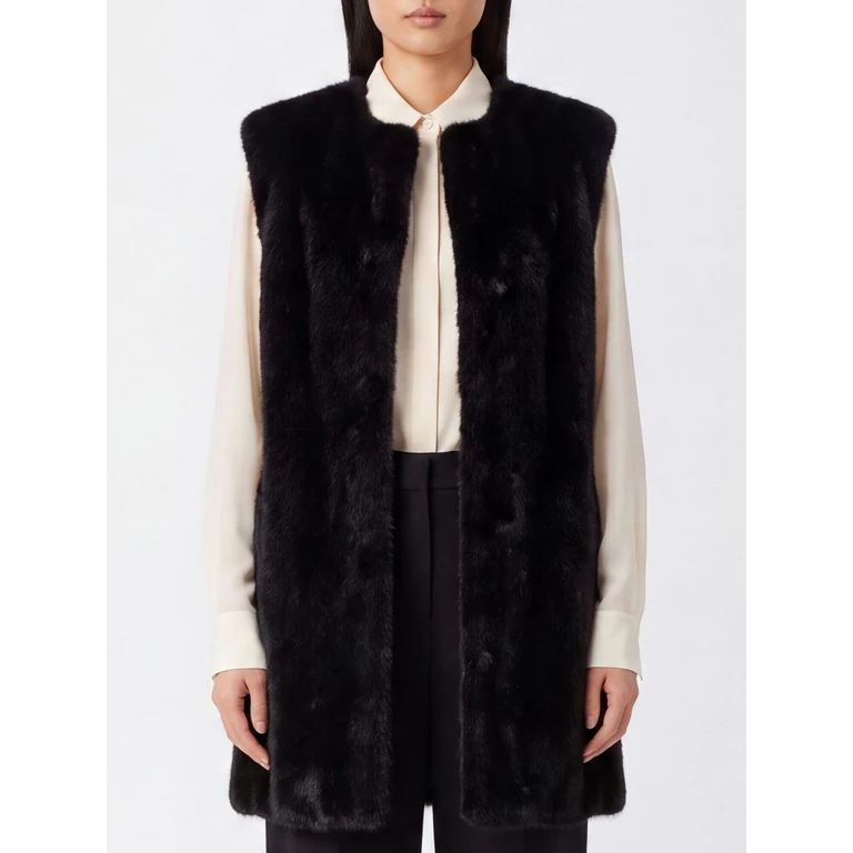 Gilet Col Rond en Fausse Fourrure