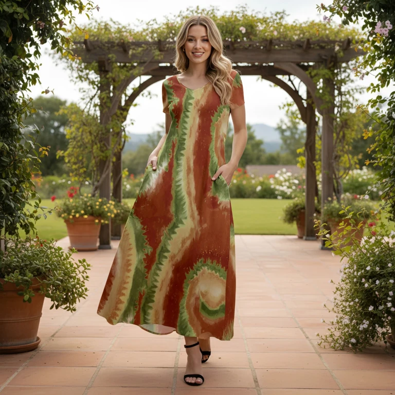 Long Sleeve Swing Dress with Pockets by Bon Apple Tea