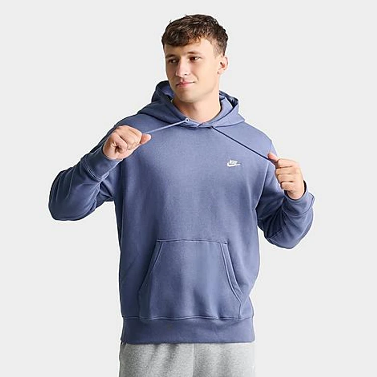 Men's Club Fleece Premium Embroidered Pullover Hoodie in Diffused Blue/Diffused Blue Size: Small
