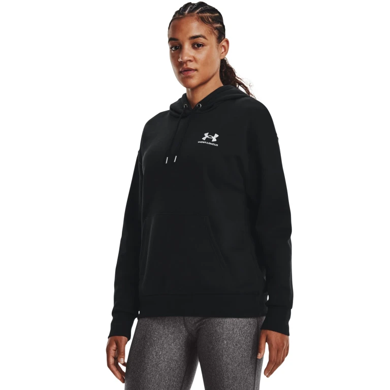 Womens UA Essential Fleece Hoodie - Black