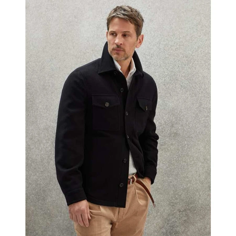 Mens Black Wool Button Jacket