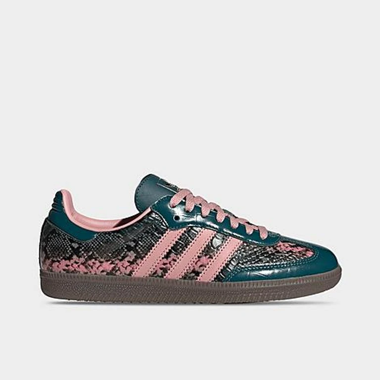 Women's Originals Samba OG Metallic Snakeskin Casual Shoes in Rich Green/Wonder Mauve/Gold Metallic Size: 5.0