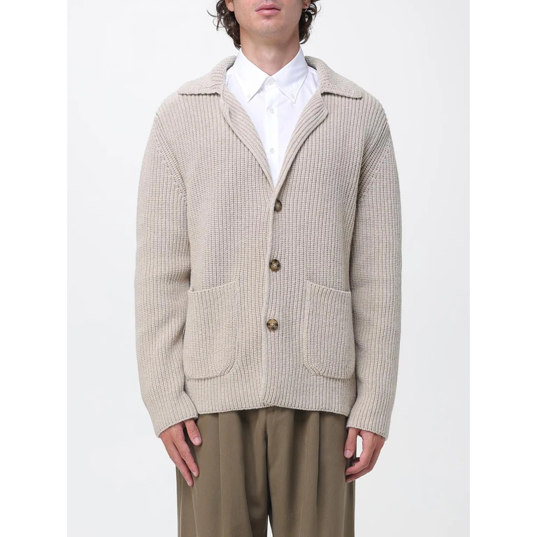 Casual Knit Blazer in Lambswool Blend with Lapels and Patch Pockets (207GM0190754)