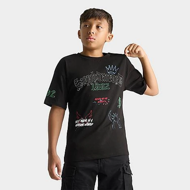 Supply & Demand Big Kids Scratch T-Shirt in Black Size: Small