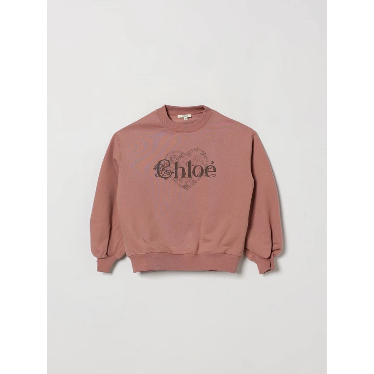 Pull pour enfant rose en coton avec logo