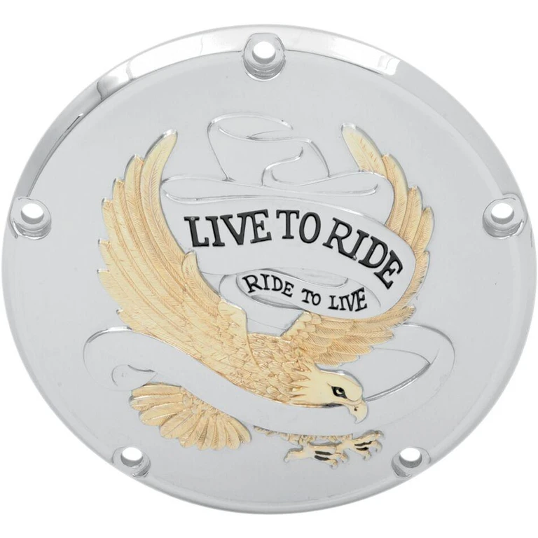 33-0065GA - Drag Specialties Live To Ride Derby Cover For Harley Davidson FLD 1690 2012-2013 - Gold