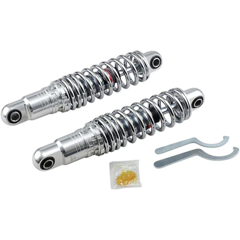 C16-0162H - Drag Specialties Premium Ride-Height Adjustable Shocks For Harley Davidson FLHR 1340 1994-1998 Rear 305.00 mm (12.00") - Black/Chrome