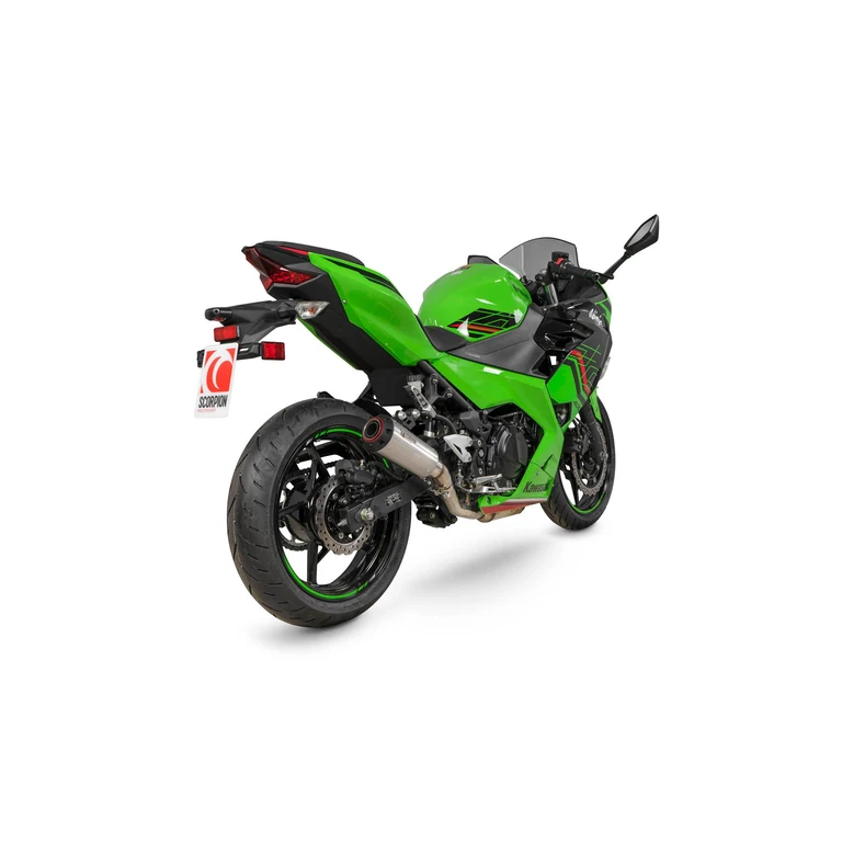 PKA121SEO - Scorpion Red Power Slip-On Stainless Steel For Kawasaki Ninja 400 2018-2024