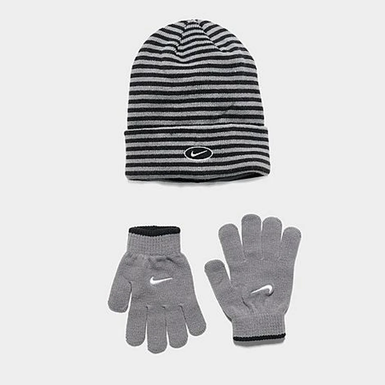 Nike Kids Gloves and Beanie Hat Set in Grey