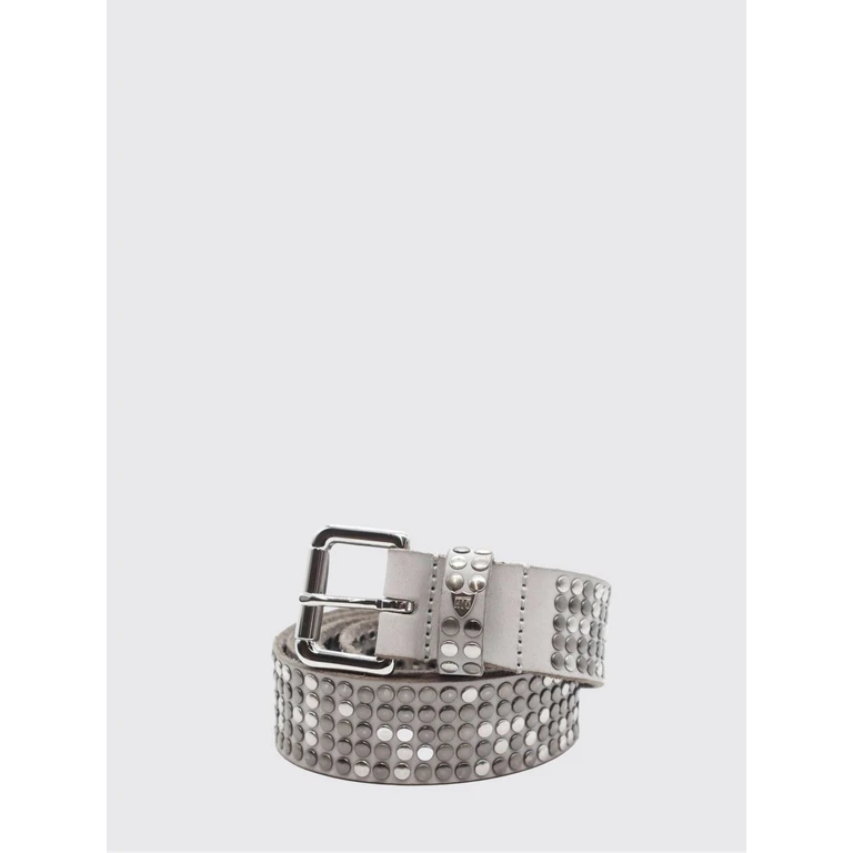 Grey Cowhide Leather Belt with Embroidery (25SHTCI040GREY)