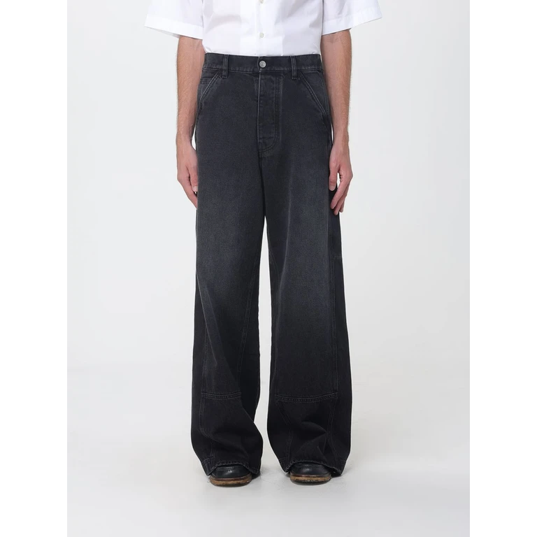Jean large taille mi-haute en denim de coton Marni avec fermeture à bouton