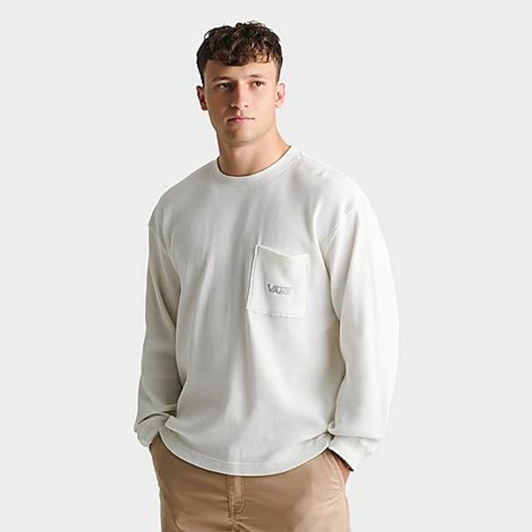 Vans Men's Core Long-Sleeve Thermal T-Shirt in Marshmallow Size: Small