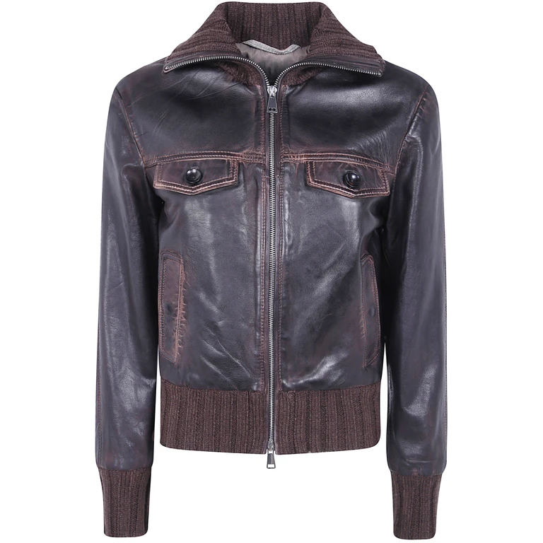 Leather Bomber Jacket "Clelia"