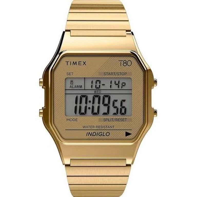 T80 34mm Digital Men's Watch - Gold-Tone Stainless Steel Expansion Band