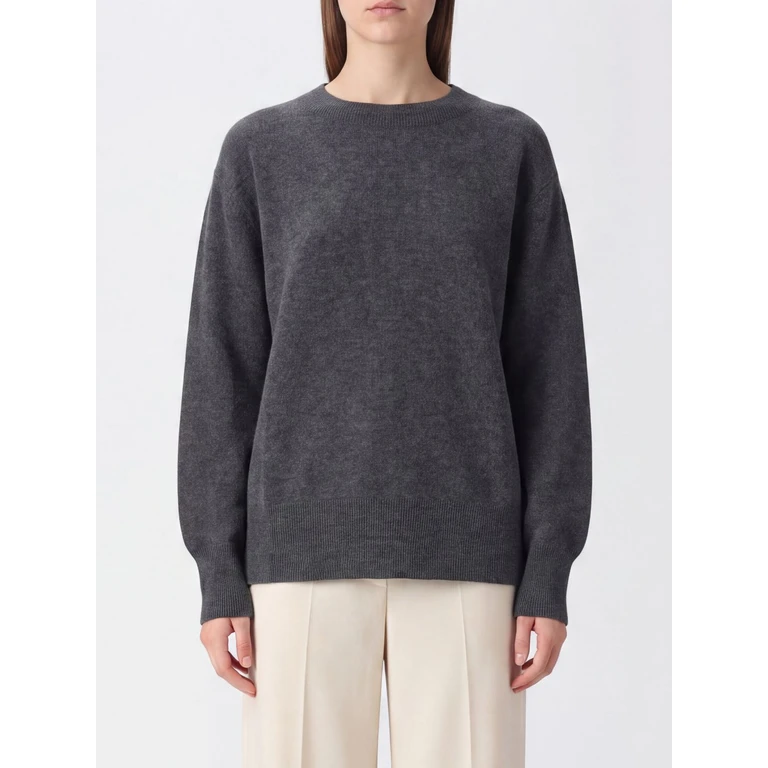 Ribbed Trim Crewneck Jumper in Wool and Cashmere Blend (Y6WD03X90)