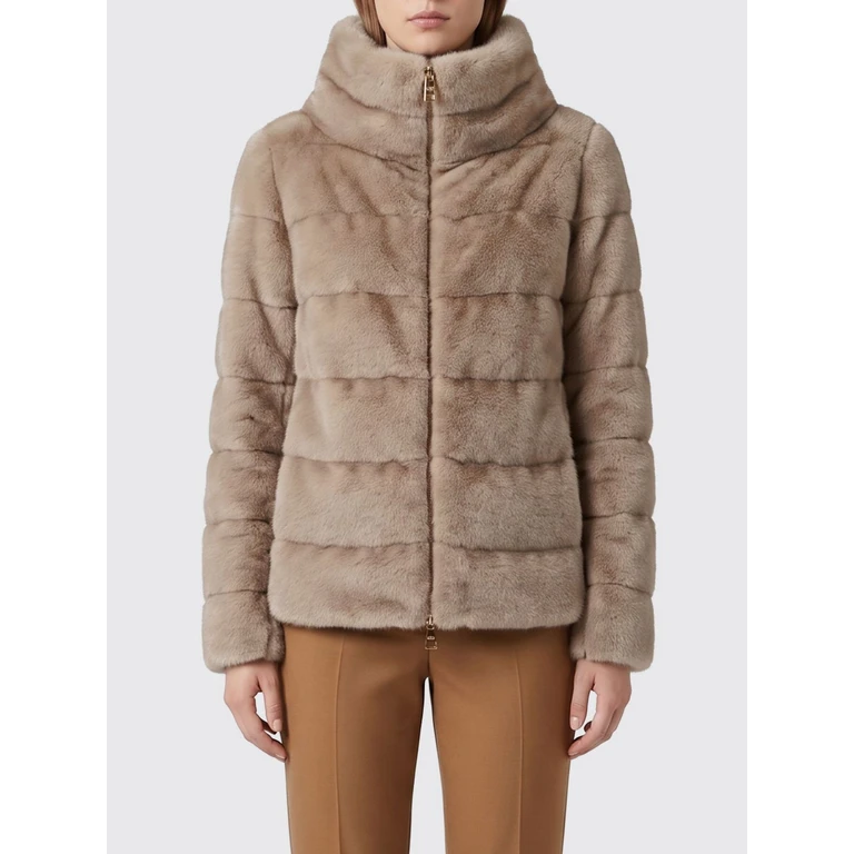 kurze Jacke mit Fake-Fur-Effekt, hohem Kragen und Reißverschluss