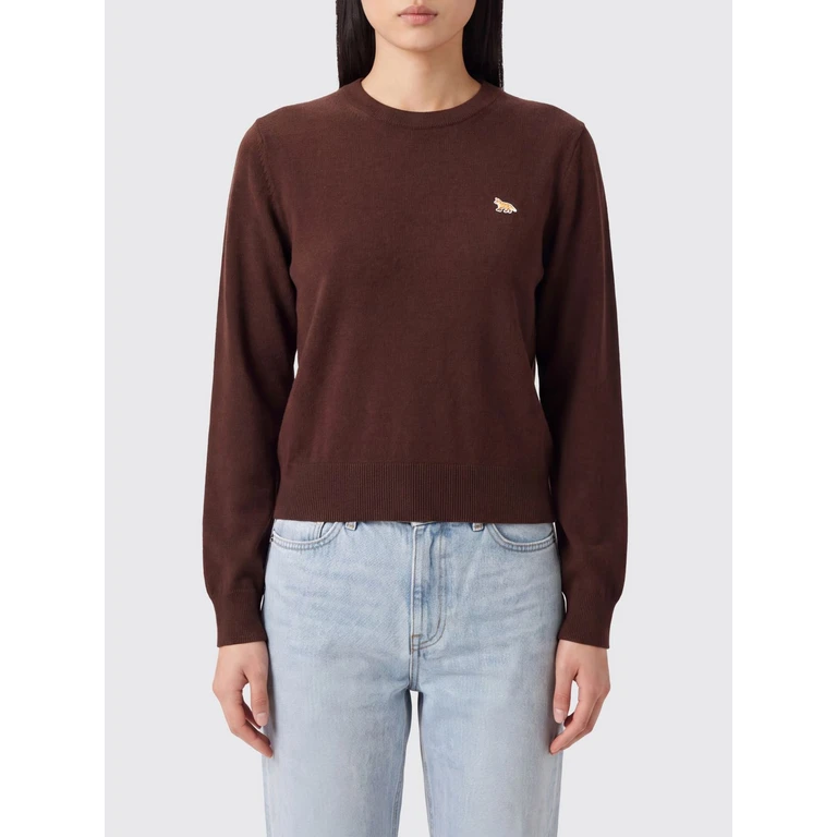 Maglione in lana marrone Maison Kitsuné