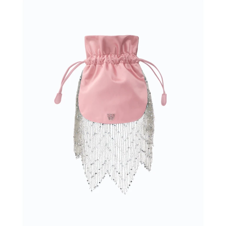 Petite pochette à bandoulière en satin à franges PINKO Galleria