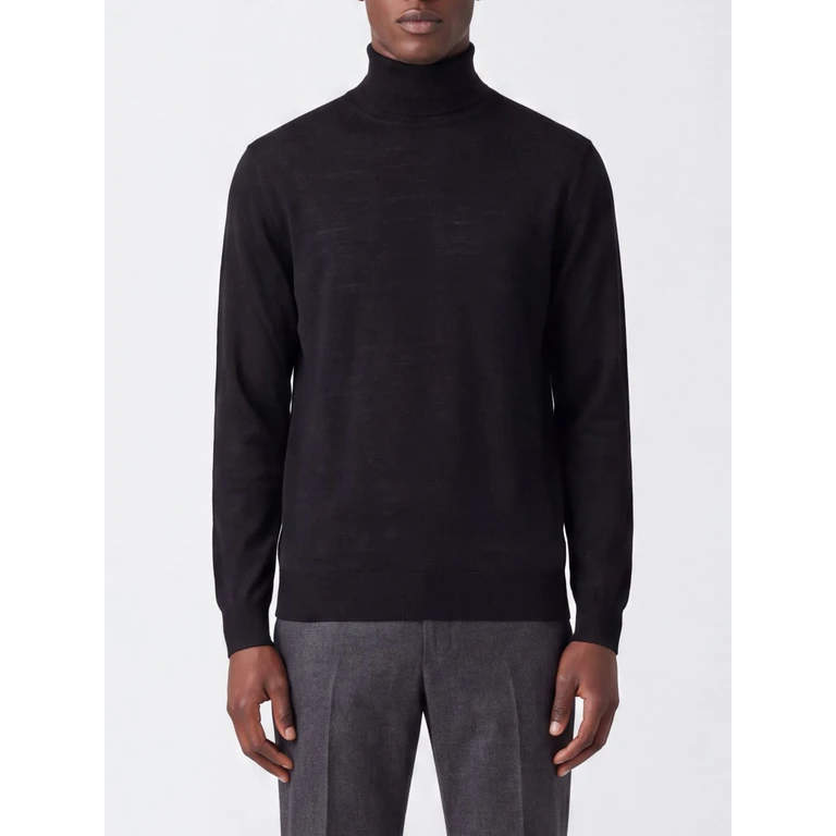 Extrafine Merino Wool Turtleneck Sweater with Ribbed Trims (401705261)