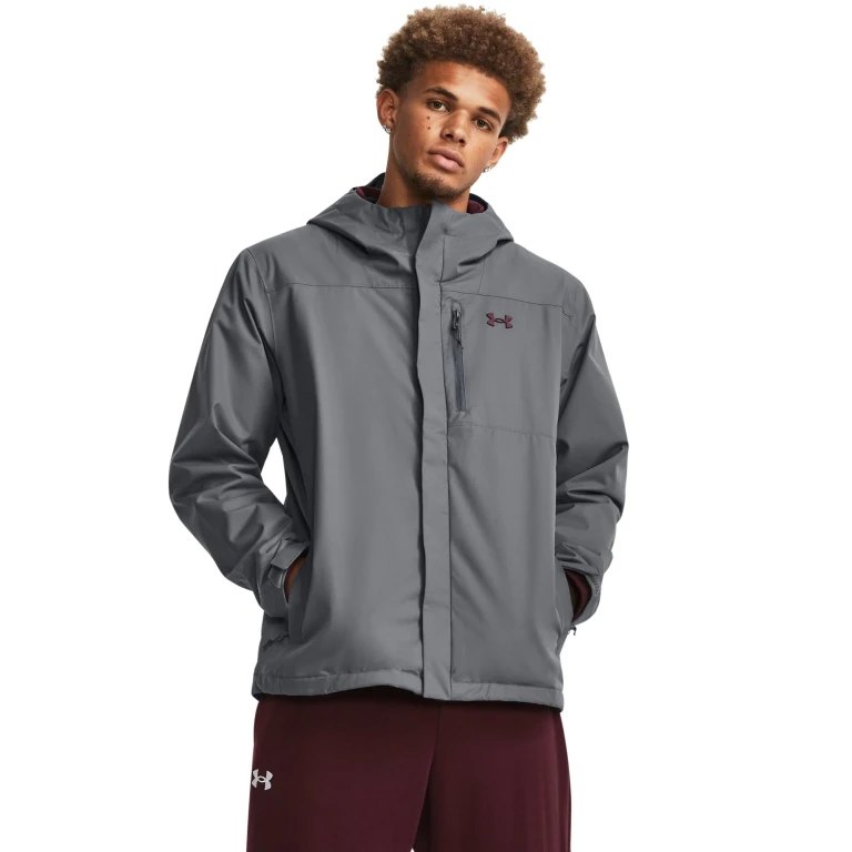 Mens UA Porter 3-In-1 Jacket - Pitch Grey/Dark Maroon
