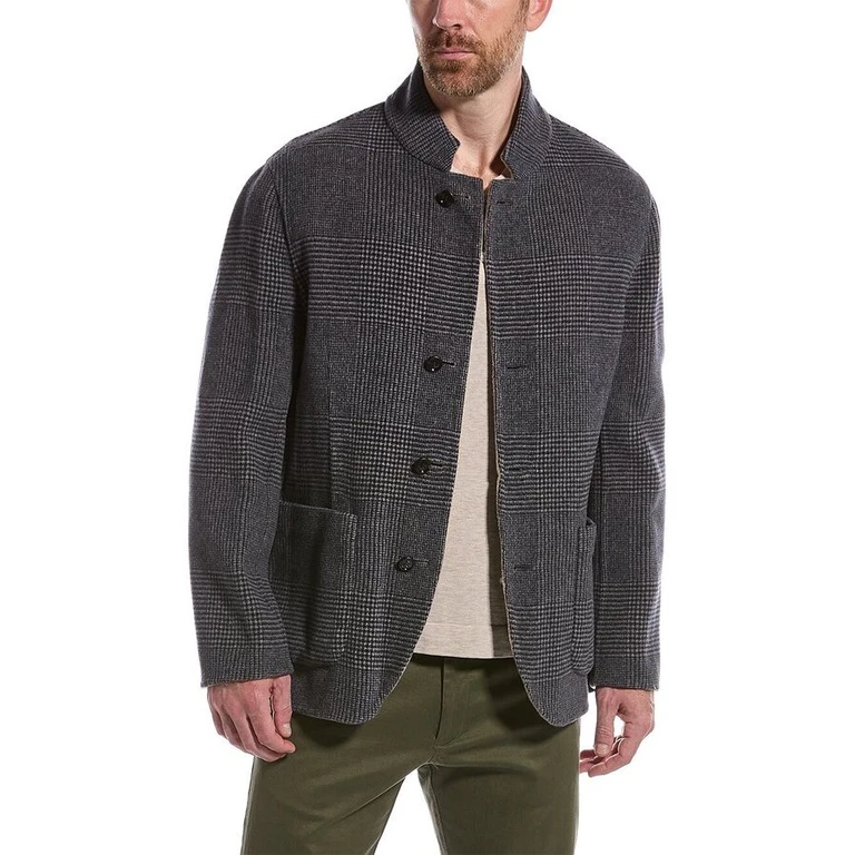 Mens Blue Wool Blend Jacket