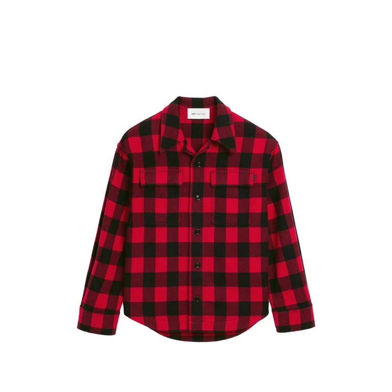 Ami Paris Wide Checkered Wool Overshirt