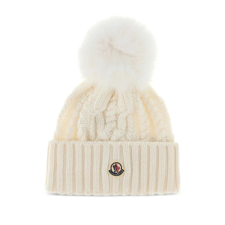 Cable-knit Pompom Beanie Hat